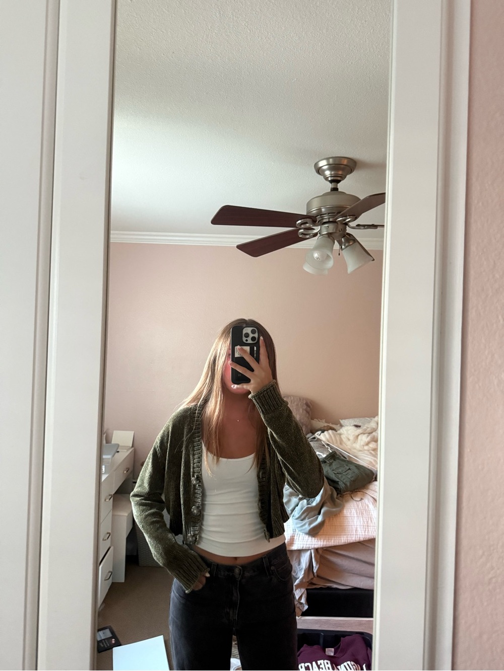 Urban Outfitters Olive Green Cropped Cardigan Sweater